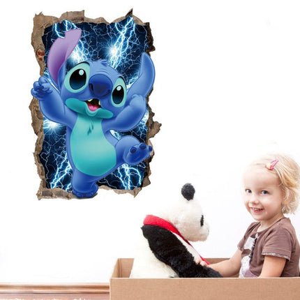 Disney Stitch Inspired 3D Broken Wall Kids Wall Sticker - Go2buy Australia