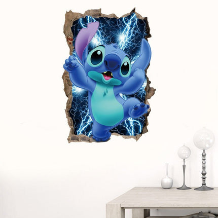 Disney Stitch Inspired 3D Broken Wall Kids Wall Sticker - Go2buy Australia