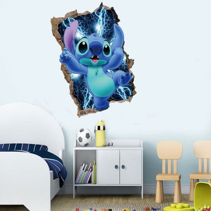 Disney Stitch Inspired 3D Broken Wall Kids Wall Sticker - Go2buy Australia