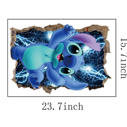 Disney Stitch Inspired 3D Broken Wall Kids Wall Sticker - Go2buy Australia