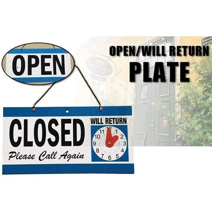 Double - Sided Open & Closed Will Return Sign - Weather Resistant Plastic Business Hanging Plate - Go2buy Australia