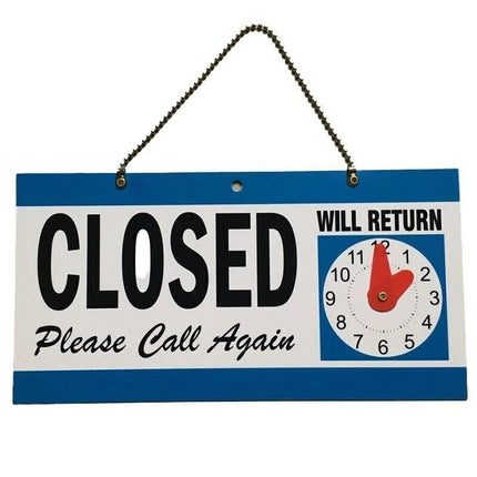 Double - Sided Open & Closed Will Return Sign - Weather Resistant Plastic Business Hanging Plate - Go2buy Australia