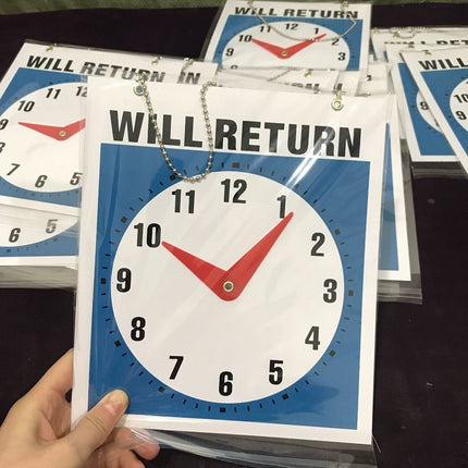 Double - Sided Open & Will Return Business Sign - Weather Resistant Plastic Shop Clock Sign - Go2buy Australia