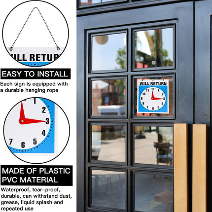 Double - Sided Open & Will Return Business Sign - Weather Resistant Plastic Shop Clock Sign - Go2buy Australia