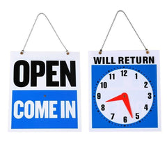 Double - Sided Open & Will Return Business Sign - Weather Resistant Plastic Shop Clock Sign - Go2buy Australia