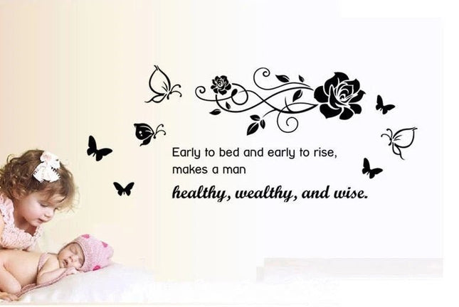 Early to Bed Removable Wall Sticker – Inspirational Quote Wall Decal - Go2buy Australia