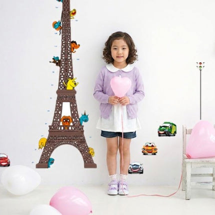 Eiffel Tower Kids Height Chart Wall Sticker - Cartoon Animals & City Traffic Growth Tracker Decal - Go2buy Australia