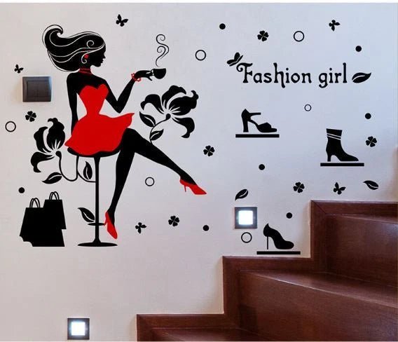 Fashion Girl Beauty Wall Decal for Bedroom & Dressing Room - Go2buy Australia