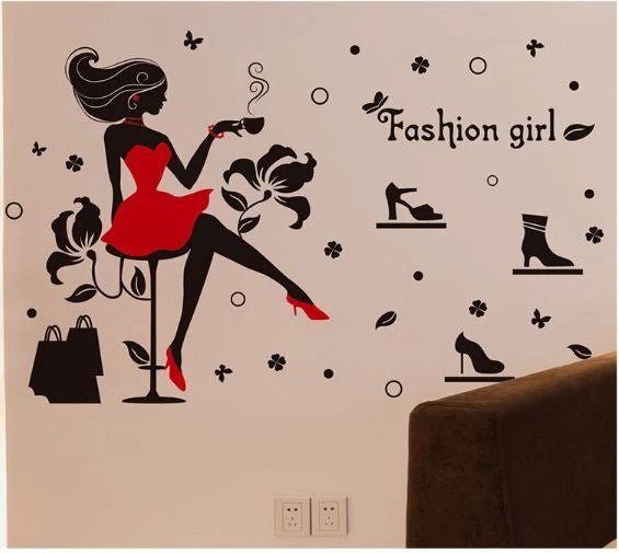Fashion Girl Beauty Wall Decal for Bedroom & Dressing Room - Go2buy Australia