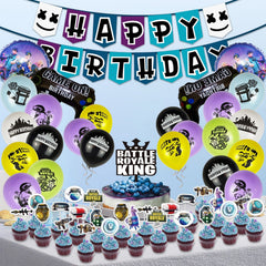 Fortnite Gaming Birthday Party Supplies Set – Banner, Foil Balloons & Toppers (55 Pcs) - Go2buy Australia