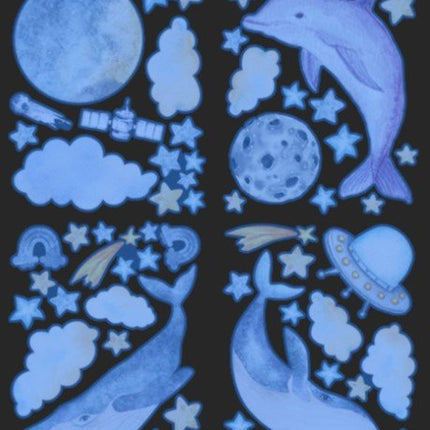 Glow In The Dark Dolphin Moon Star Wall Decal Sticker Ceiling Home Room - Go2buy Australia