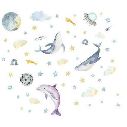 Glow In The Dark Dolphin Moon Star Wall Decal Sticker Ceiling Home Room - Go2buy Australia