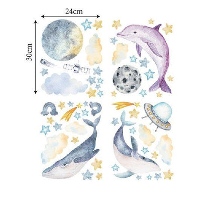 Glow In The Dark Dolphin Moon Star Wall Decal Sticker Ceiling Home Room - Go2buy Australia