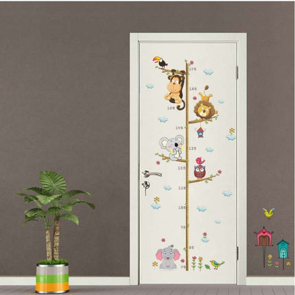 Jungle Animals & Tree Growth Chart Wall Decal - Lion, Monkey, Koala & Elephant Height Ruler for Kids Room Decor - Go2buy Australia
