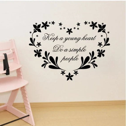 Keep a Young Heart Floral Removable Wall Sticker – Quote Wall Decal - Go2buy Australia