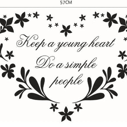 Keep a Young Heart Floral Removable Wall Sticker – Quote Wall Decal - Go2buy Australia