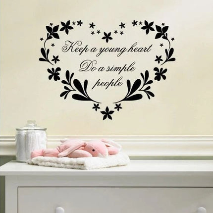 Keep a Young Heart Floral Removable Wall Sticker – Quote Wall Decal - Go2buy Australia