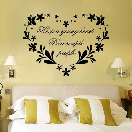 Keep a Young Heart Floral Removable Wall Sticker – Quote Wall Decal - Go2buy Australia