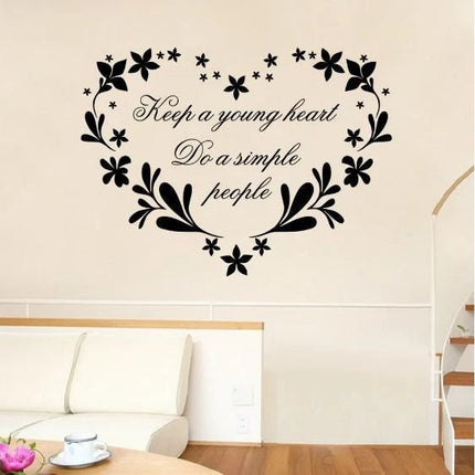 Keep a Young Heart Floral Removable Wall Sticker – Quote Wall Decal - Go2buy Australia