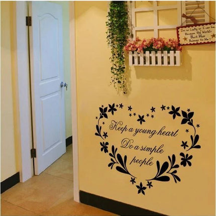 Keep a Young Heart Floral Removable Wall Sticker – Quote Wall Decal - Go2buy Australia