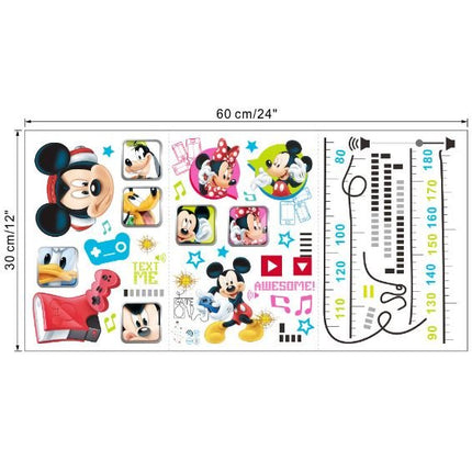 Kids Height Chart Wall Stickers Mickey Growth Measurement Ruler Removable Decal - Go2buy Australia