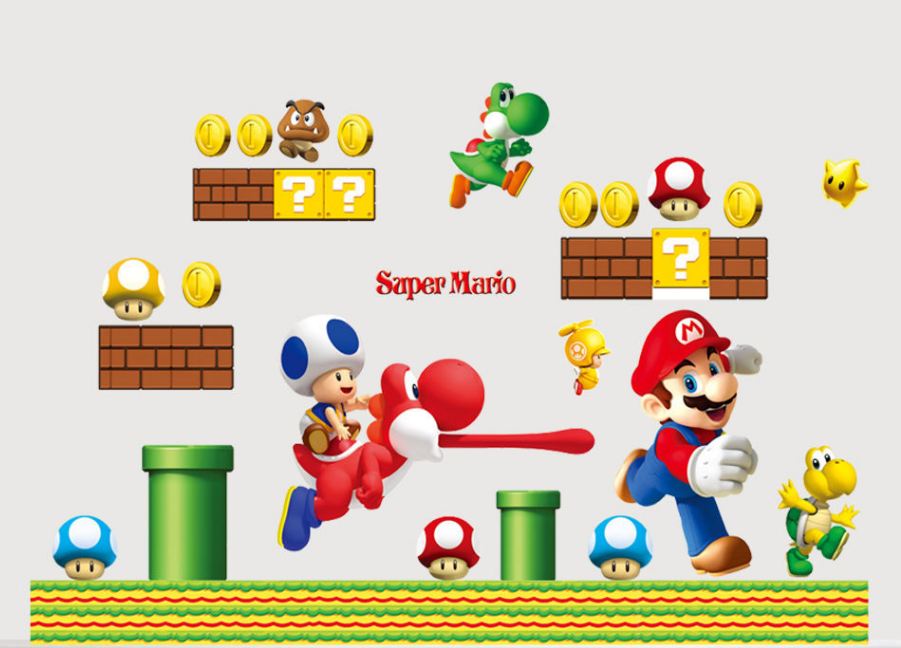 Super Mario Removable Wall Decals for Kids' Room Decor DIY