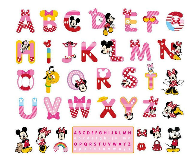 Mickey A - Z Colorful letters Alphabet Kids Wall Stickers Removable Art DIY Decal - Go2buy Australia