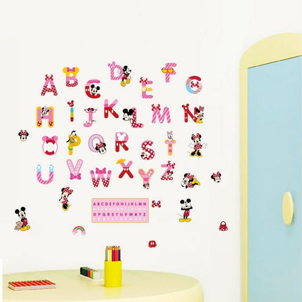 Mickey A - Z Colorful letters Alphabet Kids Wall Stickers Removable Art DIY Decal - Go2buy Australia