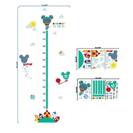 Mickey Mouse Inspired Hot Air Balloon Growth Chart - Whimsical Height Ruler Wall Sticker for Kids Playroom & Nursery Decor - Go2buy Australia