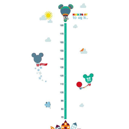 Mickey Mouse Inspired Hot Air Balloon Growth Chart - Whimsical Height Ruler Wall Sticker for Kids Playroom & Nursery Decor - Go2buy Australia