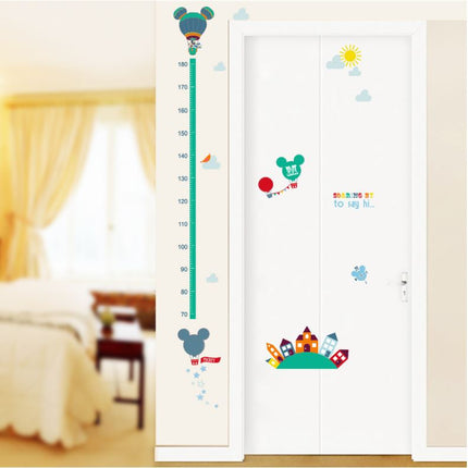 Mickey Mouse Inspired Hot Air Balloon Growth Chart - Whimsical Height Ruler Wall Sticker for Kids Playroom & Nursery Decor - Go2buy Australia