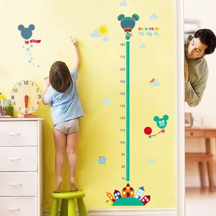 Mickey Mouse Inspired Hot Air Balloon Growth Chart - Whimsical Height Ruler Wall Sticker for Kids Playroom & Nursery Decor - Go2buy Australia