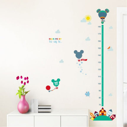 Mickey Mouse Inspired Hot Air Balloon Growth Chart - Whimsical Height Ruler Wall Sticker for Kids Playroom & Nursery Decor - Go2buy Australia