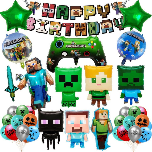 Minecraft Birthday Balloon Set Party Decorations Banner Kids Game Theme Kit - Go2buy Australia