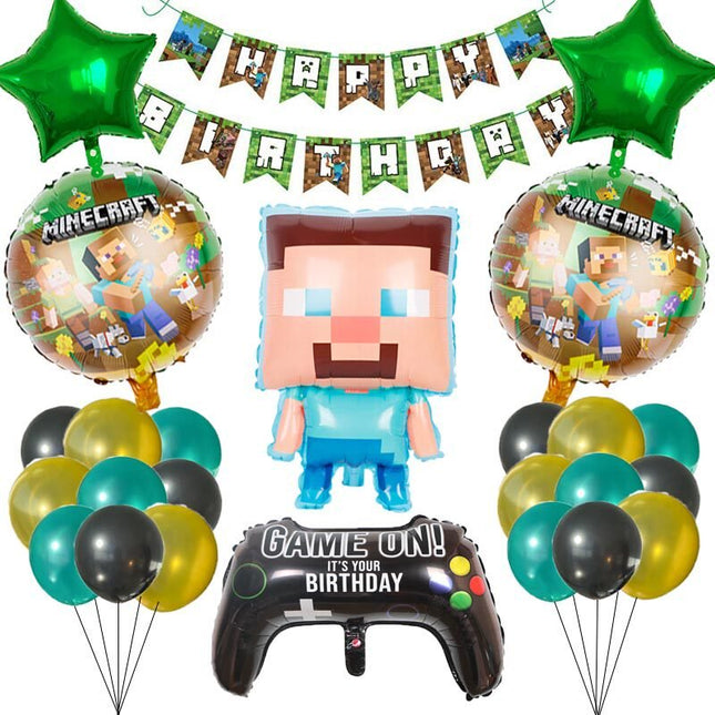 Minecraft Birthday Balloon Set Party Decorations Banner Kids Game Theme Kit - Go2buy Australia