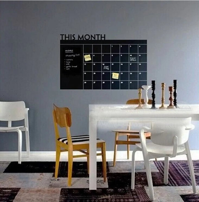 Monthly Chalkboard Calendar Wall Sticker with White Liquid Chalk Pens - Go2buy Australia