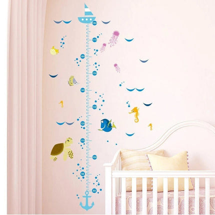 Ocean Theme Kids Height Chart Wall Sticker Removable Growth Chart for Nursery & Playroom - Go2buy Australia
