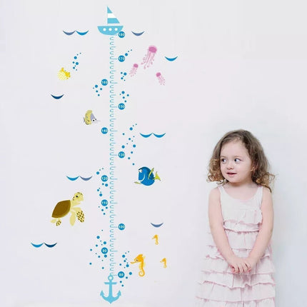 Ocean Theme Kids Height Chart Wall Sticker Removable Growth Chart for Nursery & Playroom - Go2buy Australia