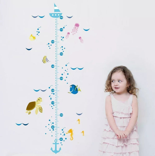 Ocean Theme Kids Height Chart Wall Sticker Removable Growth Chart for Nursery & Playroom - Go2buy Australia