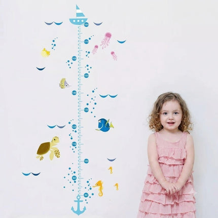 Ocean Theme Kids Height Chart Wall Sticker Removable Growth Chart for Nursery & Playroom - Go2buy Australia
