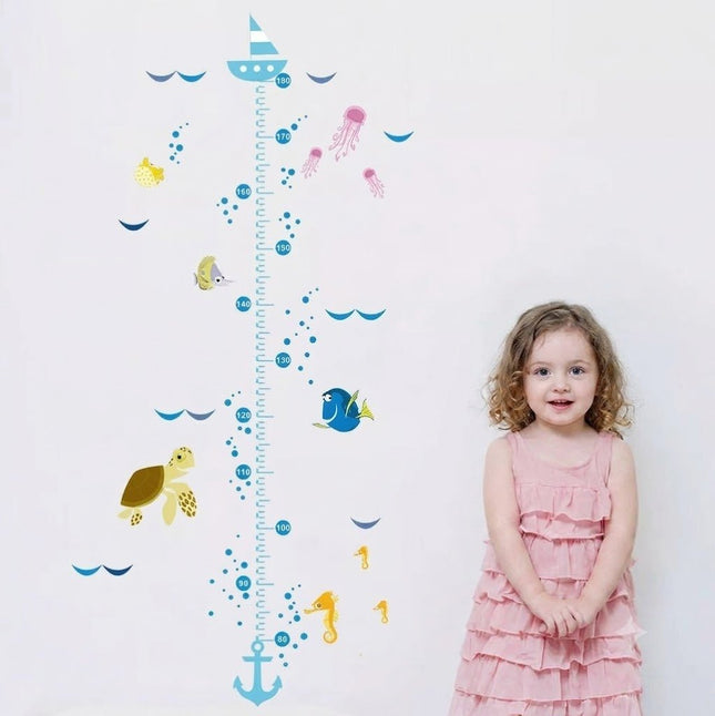 Ocean Theme Kids Height Chart Wall Sticker Removable Growth Chart for Nursery & Playroom - Go2buy Australia