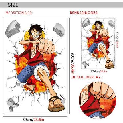 One Piece Monkey D. Luffy 3D Broken Wall Sticker - Go2buy Australia