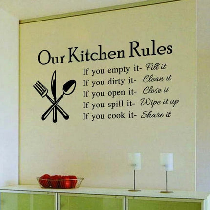 Our Kitchen Rules Removable Wall Sticker – Kitchen Quote Wall Decal - Go2buy Australia
