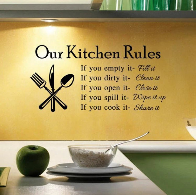 Our Kitchen Rules Removable Wall Sticker – Kitchen Quote Wall Decal - Go2buy Australia