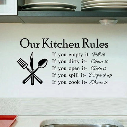Our Kitchen Rules Removable Wall Sticker – Kitchen Quote Wall Decal - Go2buy Australia