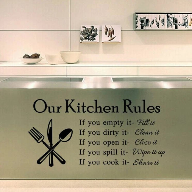 Our Kitchen Rules Removable Wall Sticker – Kitchen Quote Wall Decal - Go2buy Australia