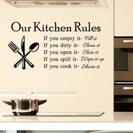Our Kitchen Rules Removable Wall Sticker – Kitchen Quote Wall Decal - Go2buy Australia