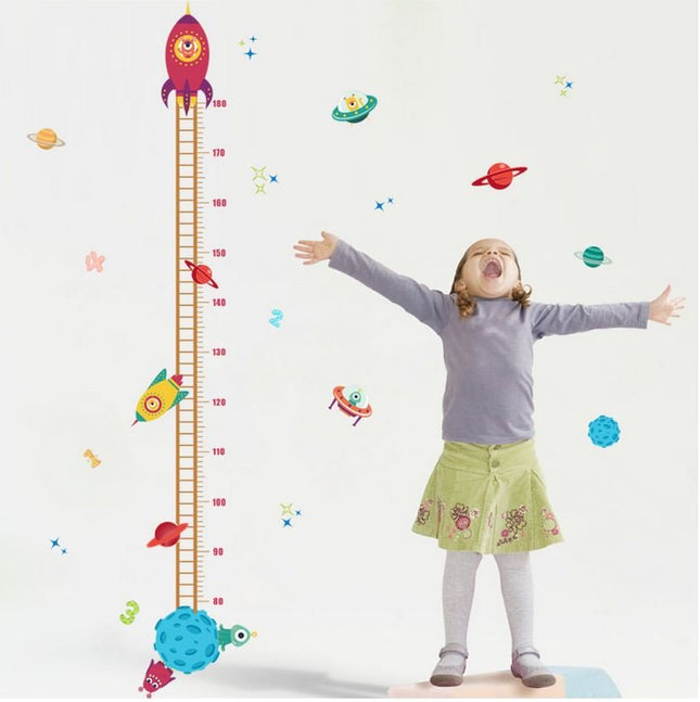 Outer Space Rocket Height Chart Wall Sticker - Galaxy Planets Growth Tracker Decal for Boys Bedroom - Go2buy Australia