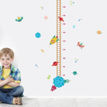 Outer Space Rocket Height Chart Wall Sticker - Galaxy Planets Growth Tracker Decal for Boys Bedroom - Go2buy Australia