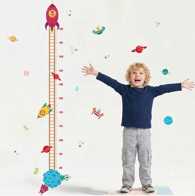 Outer Space Rocket Height Chart Wall Sticker - Galaxy Planets Growth Tracker Decal for Boys Bedroom - Go2buy Australia
